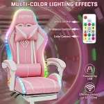 Pink Gaming Chair with Bluetooth RGB and Footrest 4 | PricZone