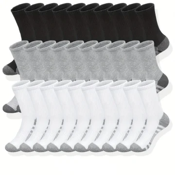 Mid-Length Socks - Black White Gray 30 Pairs 1