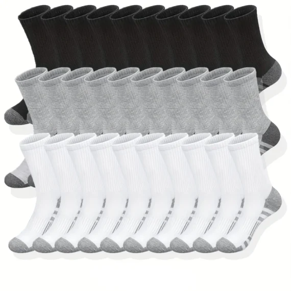 Mid Length Socks Black White Gray 30 Pairs 1 | PricZone