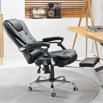 Ergonomic Reclining Massage Office Chair with Footrest 2