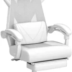 Ergonomic Gaming Chair with Footrest Mesh Back White 4 | PricZone