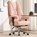 Wide Seat Office Chair 400lbs with Foot Rest Pink 1 | PricZone