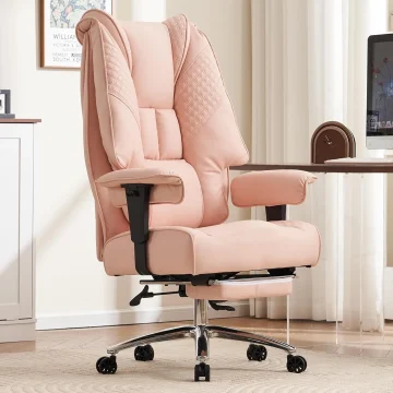 Wide Seat Office Chair 400lbs with Foot Rest Pink 1 | PricZone