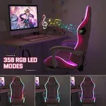 Pink Gaming Chair with Bluetooth RGB and Footrest 6 | PricZone