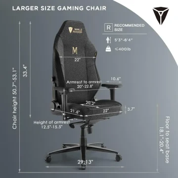 Gaming Chair Ergonomic PC Game Chair- Lumbar Support Headrest 4D Armrests Computer Chair, Big and Tall Comfortable Large 1