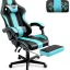 Ergonomic Blue Gaming Chair with Footrest