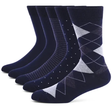 Mens Large Argyle Crew Socks - 5 Pairs 1