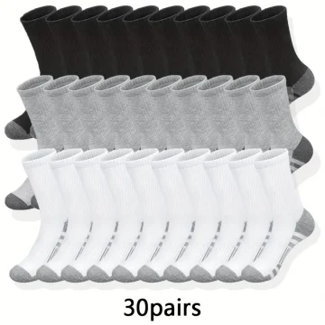 Mid-Length Socks - Black White Gray 30 Pairs 2