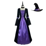 Plus Size Gothic Witch Costume Purple Maxi Dress 1 | PricZone