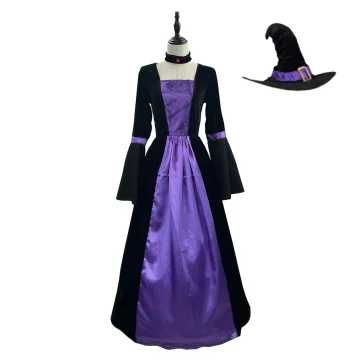 Plus Size Gothic Witch Costume Purple Maxi Dress 1