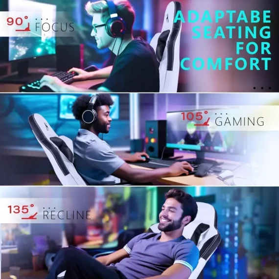 Ergonomic Gaming Chair with Lumbar Support and Headrest 3 | PricZone