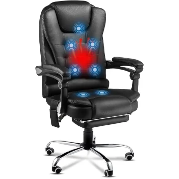 Ergonomic Reclining Massage Office Chair with Footrest 1