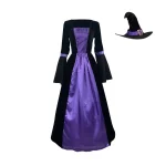 Plus Size Gothic Witch Costume Purple Maxi Dress 2 | PricZone