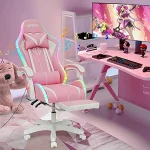 Pink Gaming Chair with Bluetooth RGB and Footrest 2 | PricZone