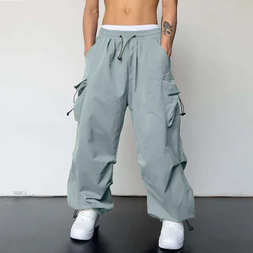 Oversized Cargo Pants with Woven Pockets 1