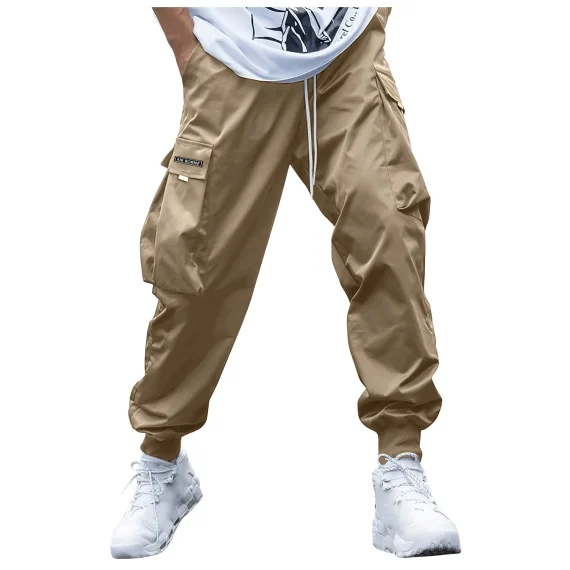 Men Cargo Pants Streetwear Elastic Waist Jogger Sweatpants Hip Hop Sport Pants Mens Clothing Drawstring Pockets Trousers 4 | PricZone