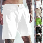 Linen Short Boardshorts Slim Fit Elastic Waist Beach Shorts 6 | PricZone