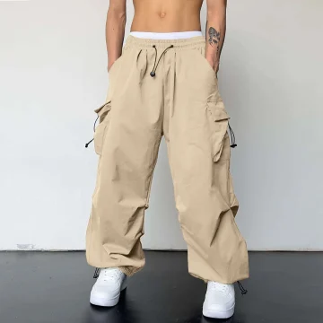 Oversized Cargo Pants with Woven Pockets 2