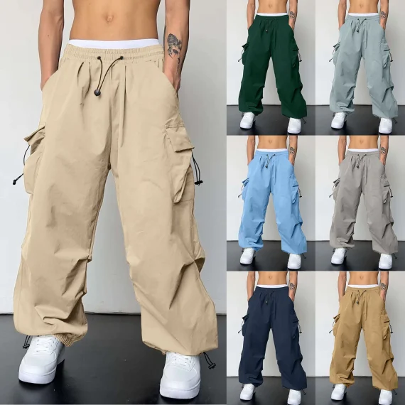 Oversized Cargo Pants with Woven Pockets 6 | PricZone