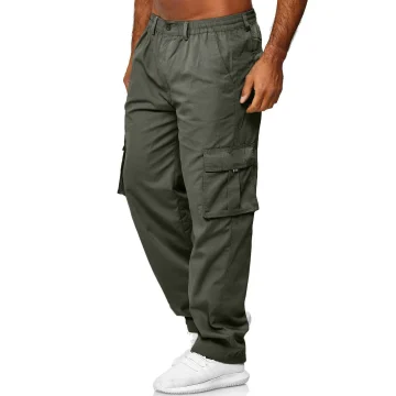 Baggy Cargo Pants with Solid Color Pockets 1