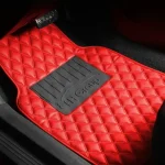 Universal Diamond Pattern Red Leather Car Floor Mats 2 | PricZone