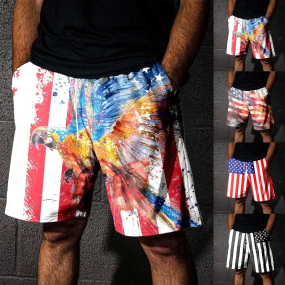 USA Flag Graphic Board Shorts 3D Printed Swim Trunks 2 | PricZone