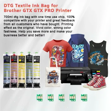 700ml DTG Textile White Ink Bag with Chip for Brother GTX Printers 2