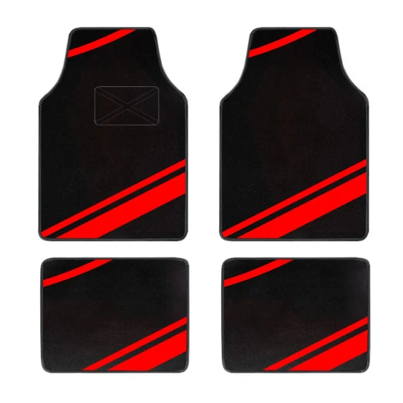 4pc Universal Car Floor Mats Set Red Front Rear 1 | PricZone