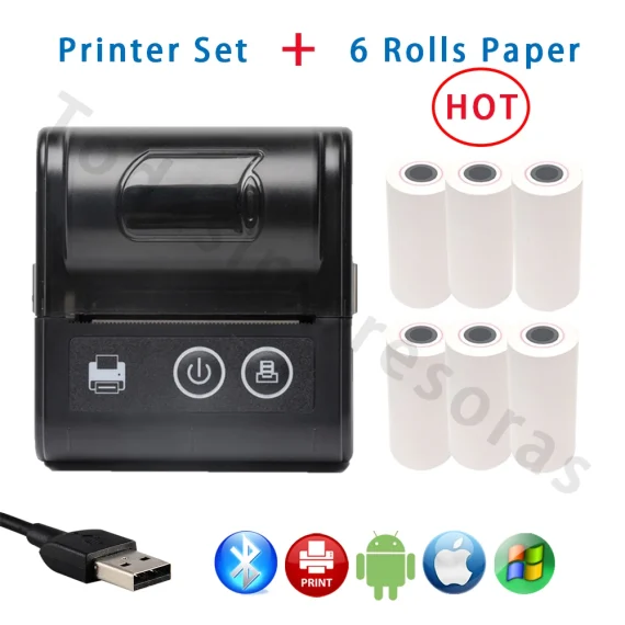 Portable Wireless Mini Thermal Printer 58mm Receipt Maker 5 | PricZone