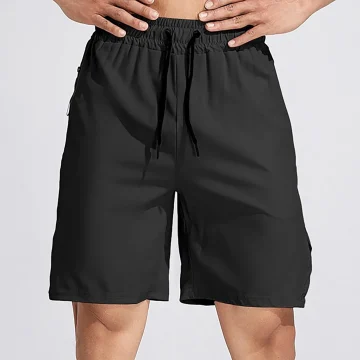 Athletic Swimming Trunks Black Solid Color 1