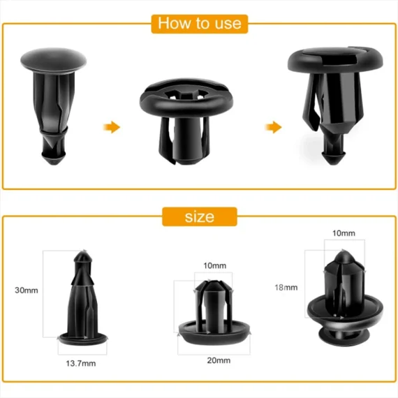 10mm Plastic Car Bumper Rivet Clips Retainer Fasteners 5 | PricZone