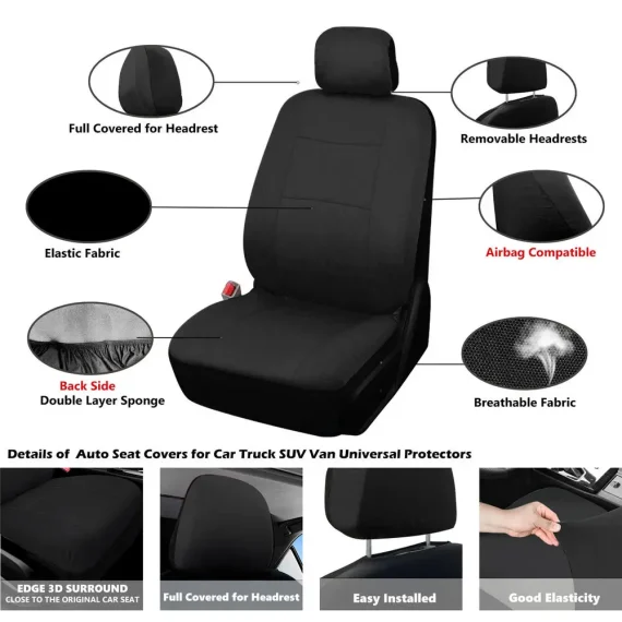 Auto 3 Row Car Seat Covers for SUV VAN Truck Black 6 | PricZone