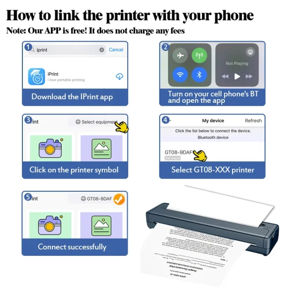 Portable A4 Wireless Bluetooth Inkless Thermal Printer 6 | PricZone