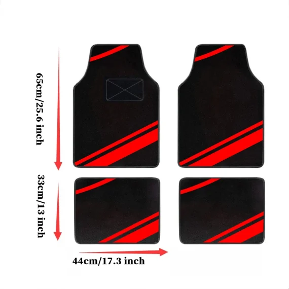 4pc Universal Car Floor Mats Set Red Front Rear 4 | PricZone