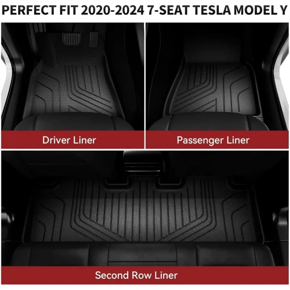 9PCS Tesla Model Y Floor Mats 7 Seater All Weather Full Set 4 | PricZone