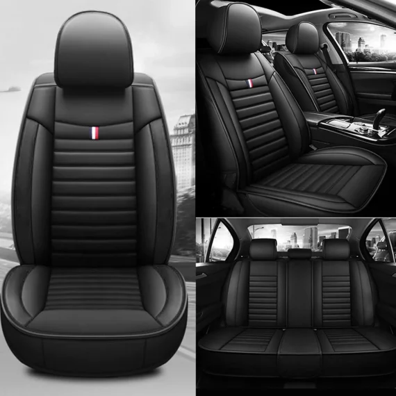 Universal Black Waterproof Leather Car Seat Cushions 4 | PricZone