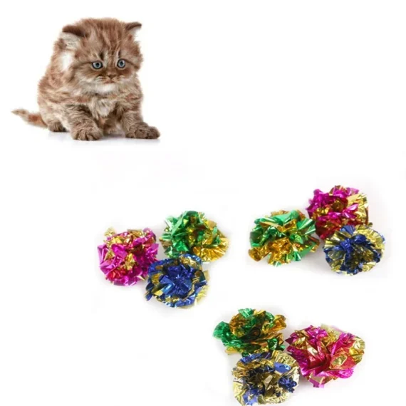 Colorful Crinkle Mylar Balls Cat Toys Fun Play 4 | PricZone