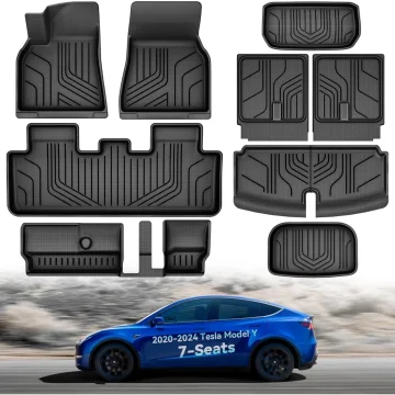 9PCS Tesla Model Y Floor Mats 7-Seater All-Weather Full Set 1