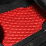 Universal Diamond Pattern Red Leather Car Floor Mats 3 | PricZone