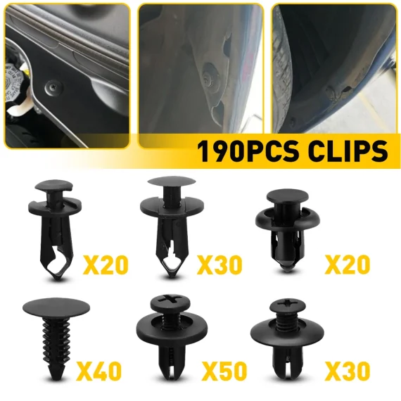 190 PCS Car Fastener Clip Kit Bumper Fender Rivet Set 3 | PricZone