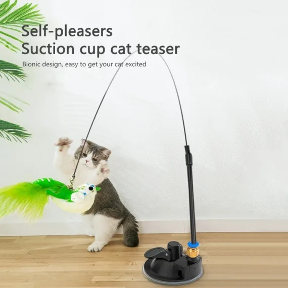 Feather Bird Interactive Cat Toy with Suction Cup 3 | PricZone