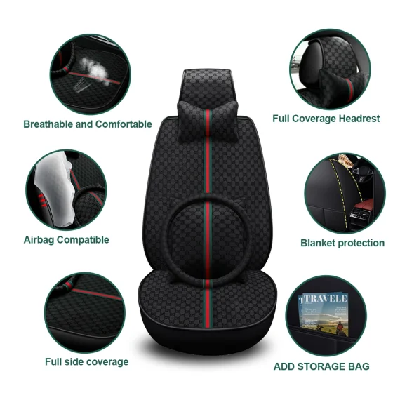 Universal PU Leather Car Seat Covers 5 Seats Anti Scratch 4 | PricZone