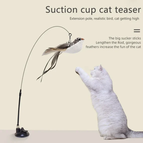 Feather Bird Interactive Cat Toy with Suction Cup 2 | PricZone