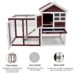 Wooden Chicken Coop with Rabbit Hutch Wine Red White 4 | PricZone