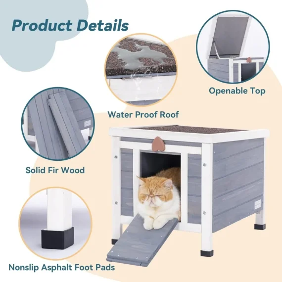 Weatherproof Outdoor Cat House Small Animal Shelter 5 | PricZone