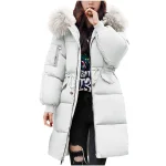 Womens Fluffy Hooded Down Jacket Warm Stylish 2 | PricZone