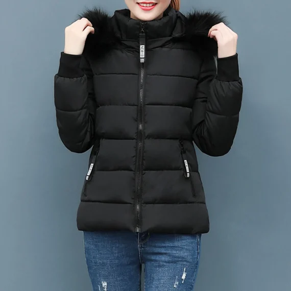 Pink Fluffy Hooded Puffer Coat for Women 5 | PricZone