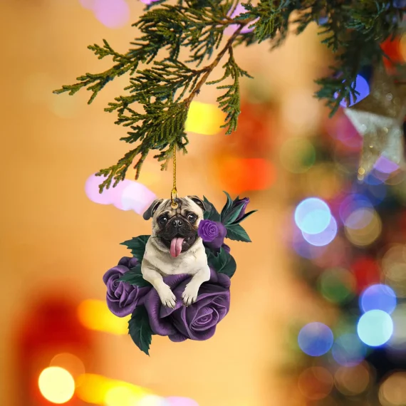 Christmas Tree Dog Pendant in Purple Rose Design 4 | PricZone