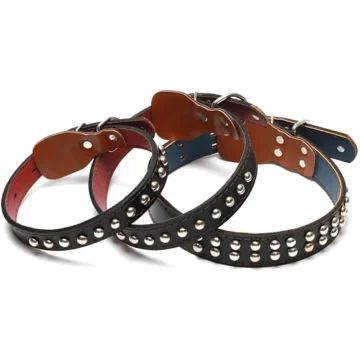 Rivets Cowhide Dog Collar and Leash for Large Dogs 2