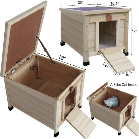 Weatherproof Wooden Cat House Outdoor Bunny Habitat 2 | PricZone